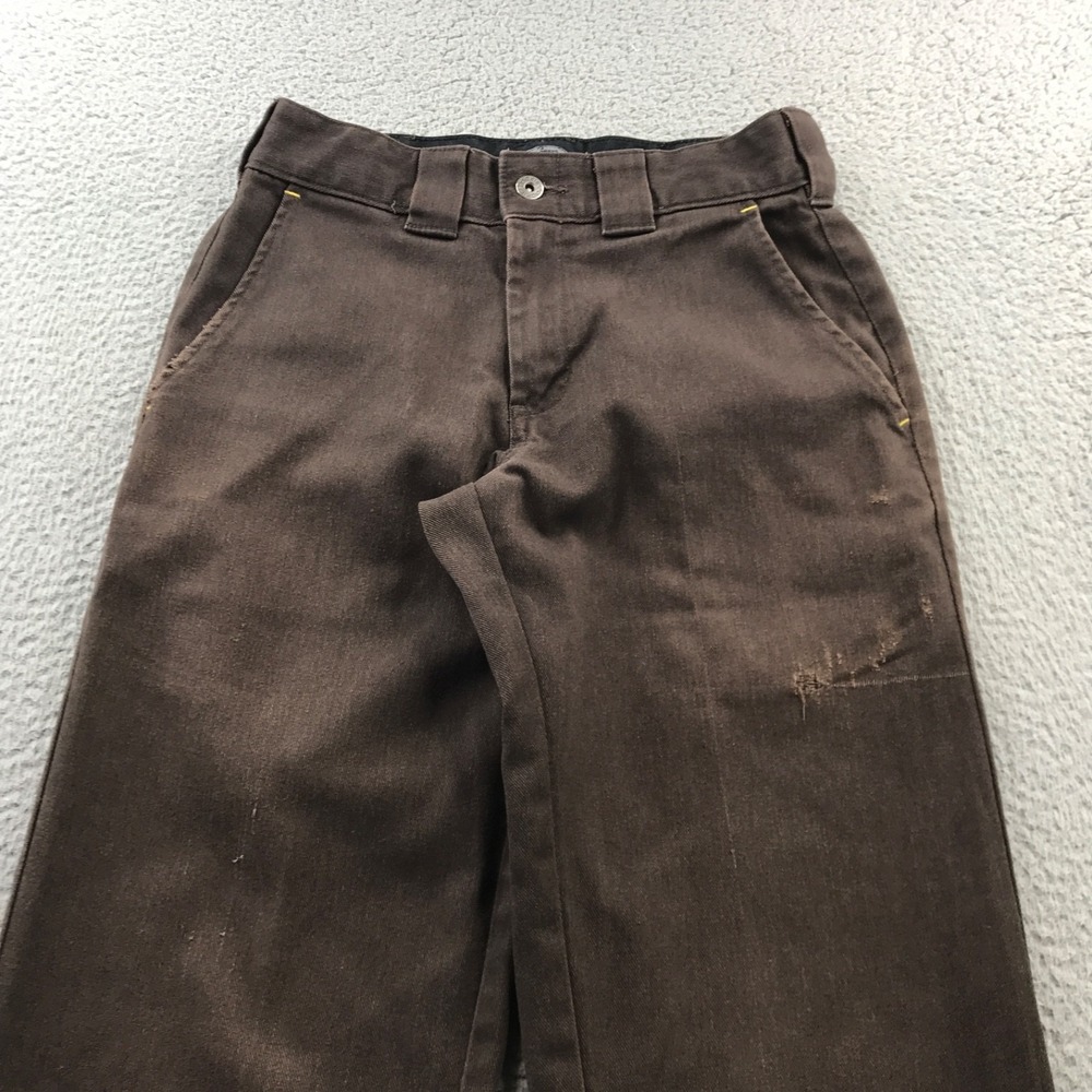 Dickies Skateboarding Pant Men 28x32 Chocolate Brown Faded Distressed Chino Logo